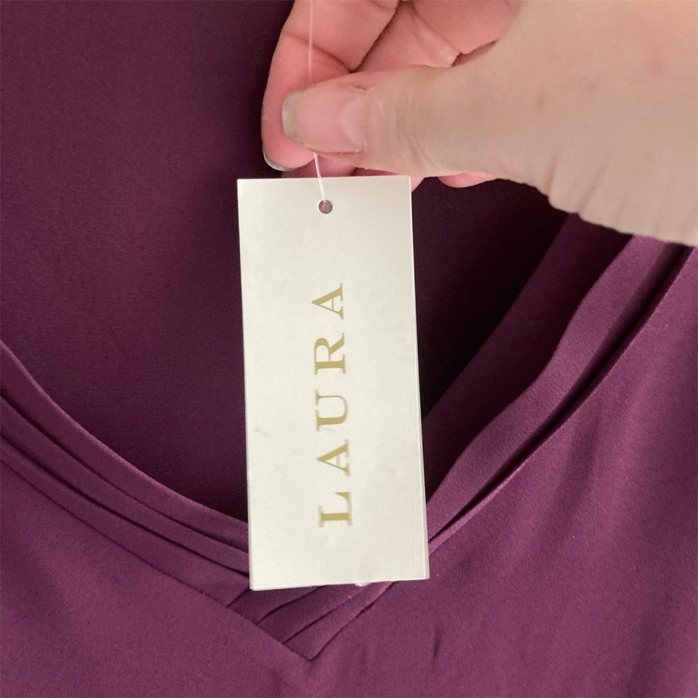 Laura Sheer Plum Sleeveless Top Size 18 - Picture 6 of 10